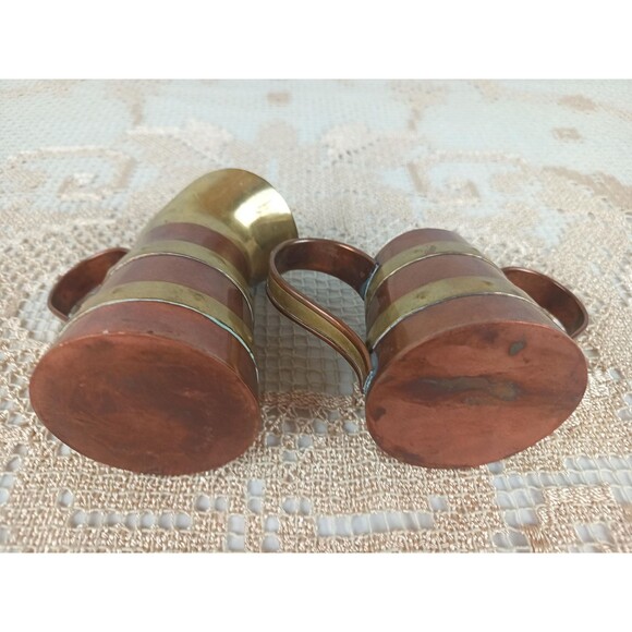 R Martinez Tea Set Sugar And Creamer Pot Copper And Brass Construction Mexico - Picture 5 of 7